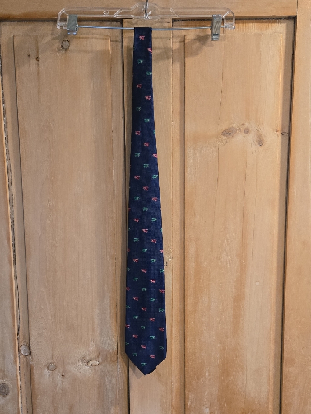 Robert Talbott Navy Tie with Red and Green Airplane Motif